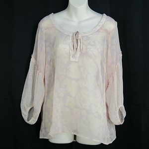 American Eagle Outfitters Sheer Floral Peasant Top